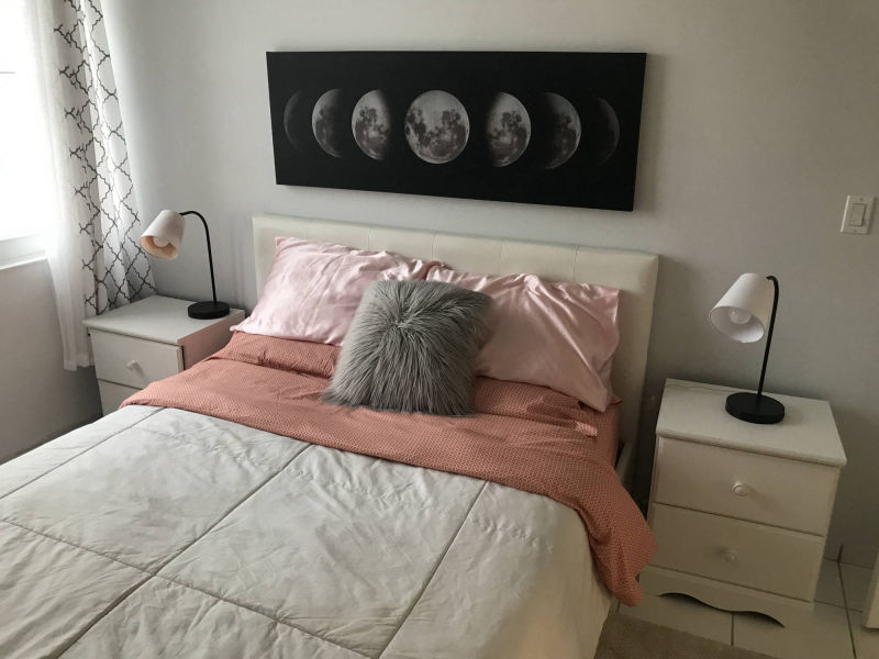 bed with moon phases picture