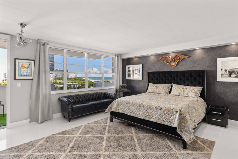 master bedroom with Ritz Carlton beach view