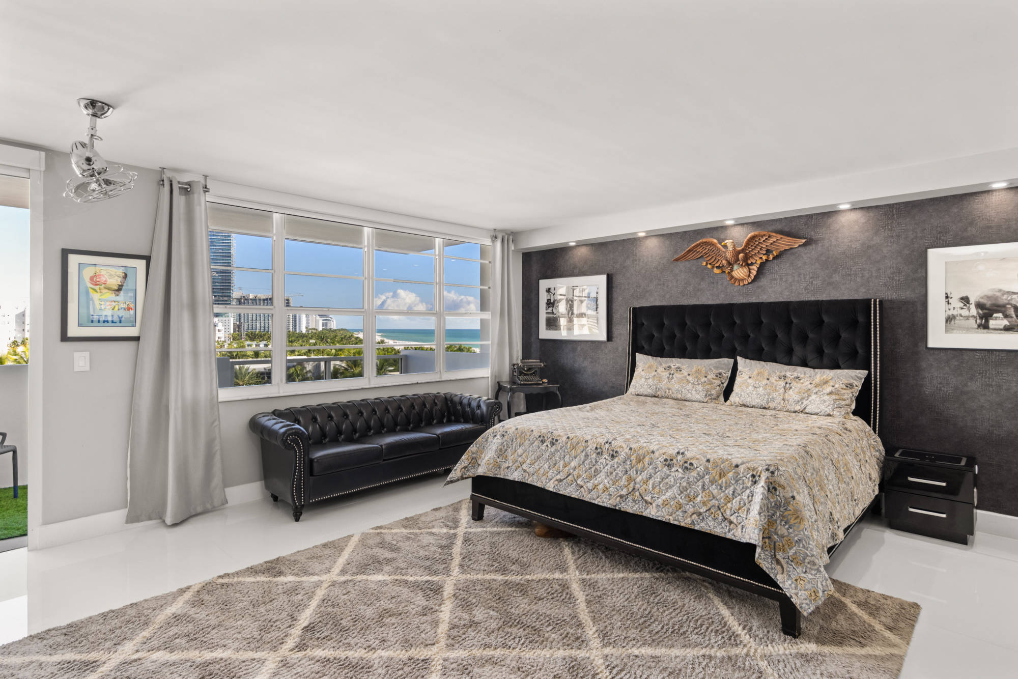 master bedroom with Ritz Carlton beach view