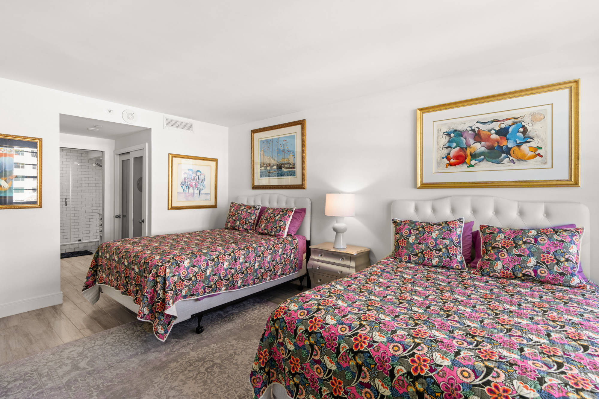 bedroom and bathroom