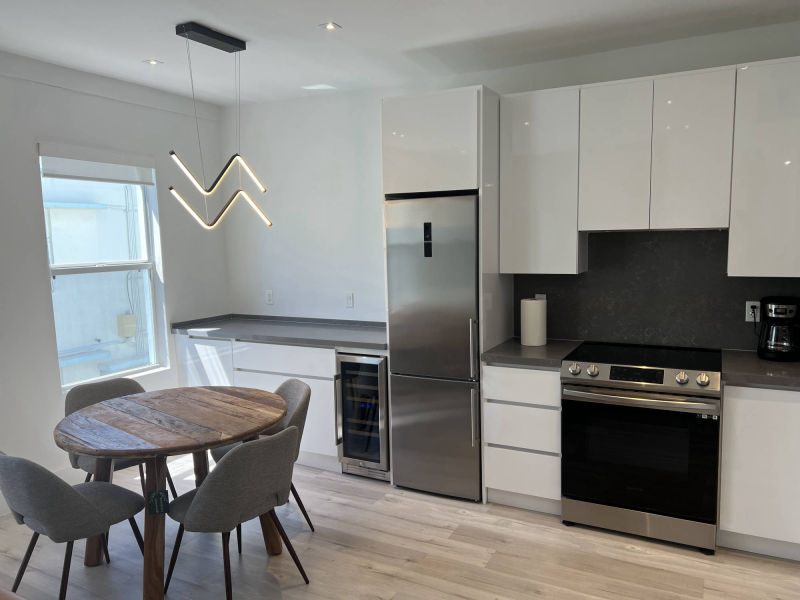dining table and kitchen