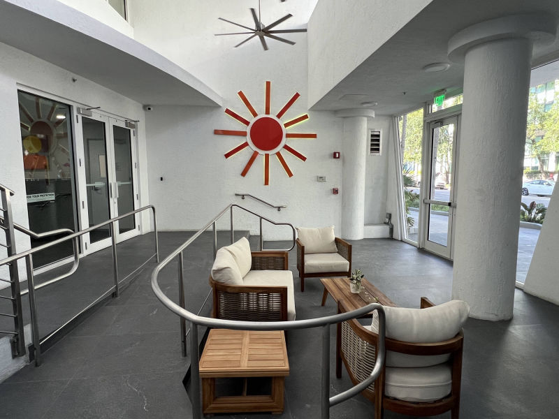building entrance with waiting area
