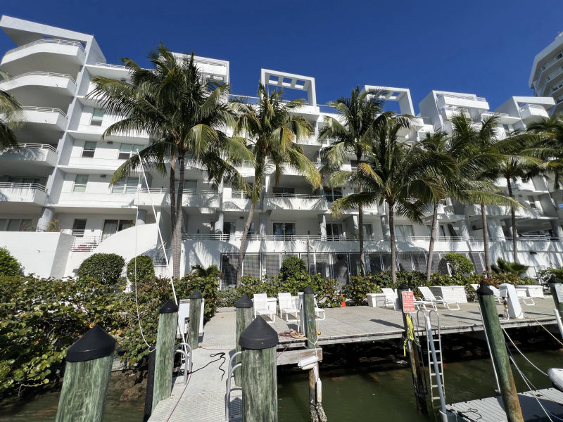 Nautica condo seen from boat dock