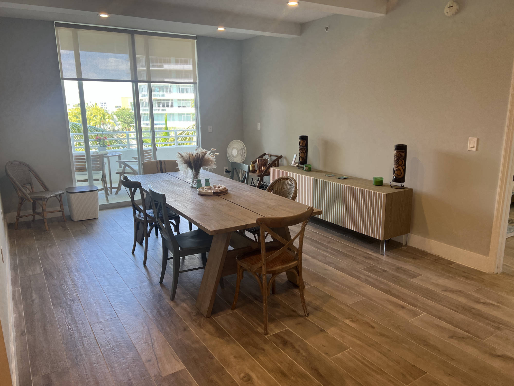 living room with water view