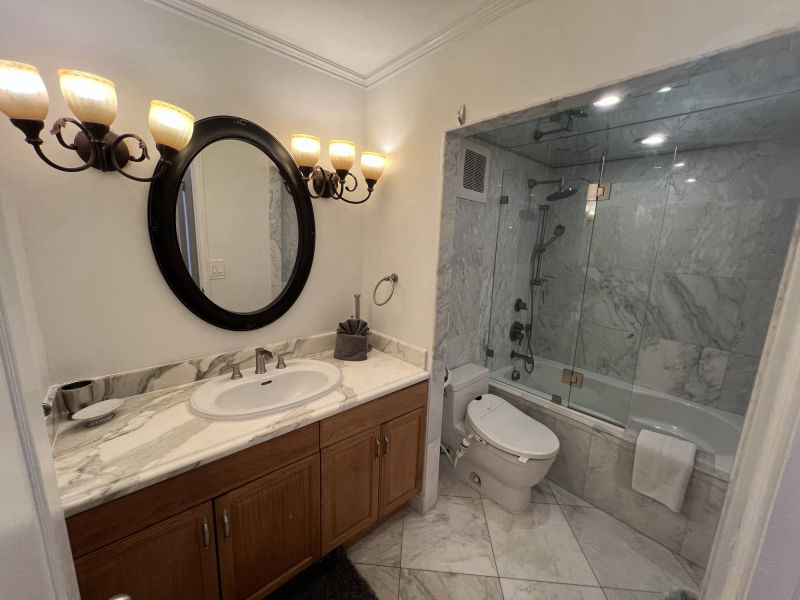 master bathroom with bathtub 