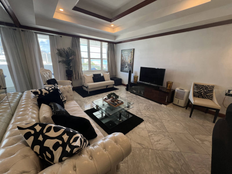 living room with beautiful beach view