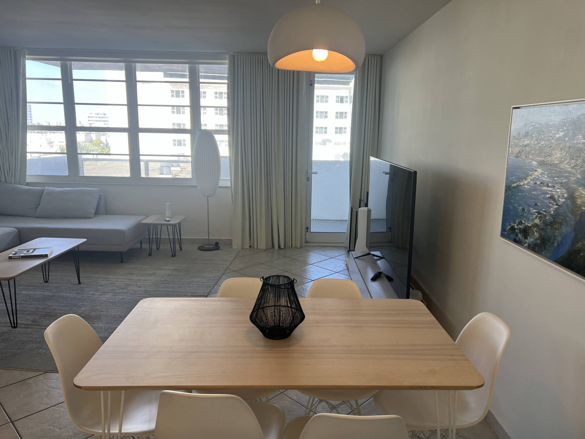 dining table living room and windows towards Lincoln Road