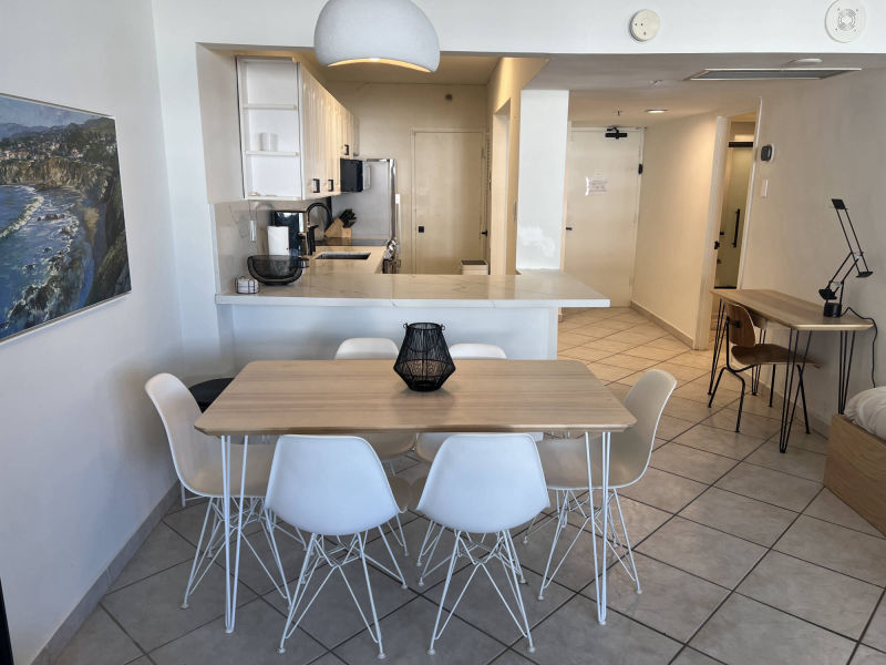 dining table and kitchen