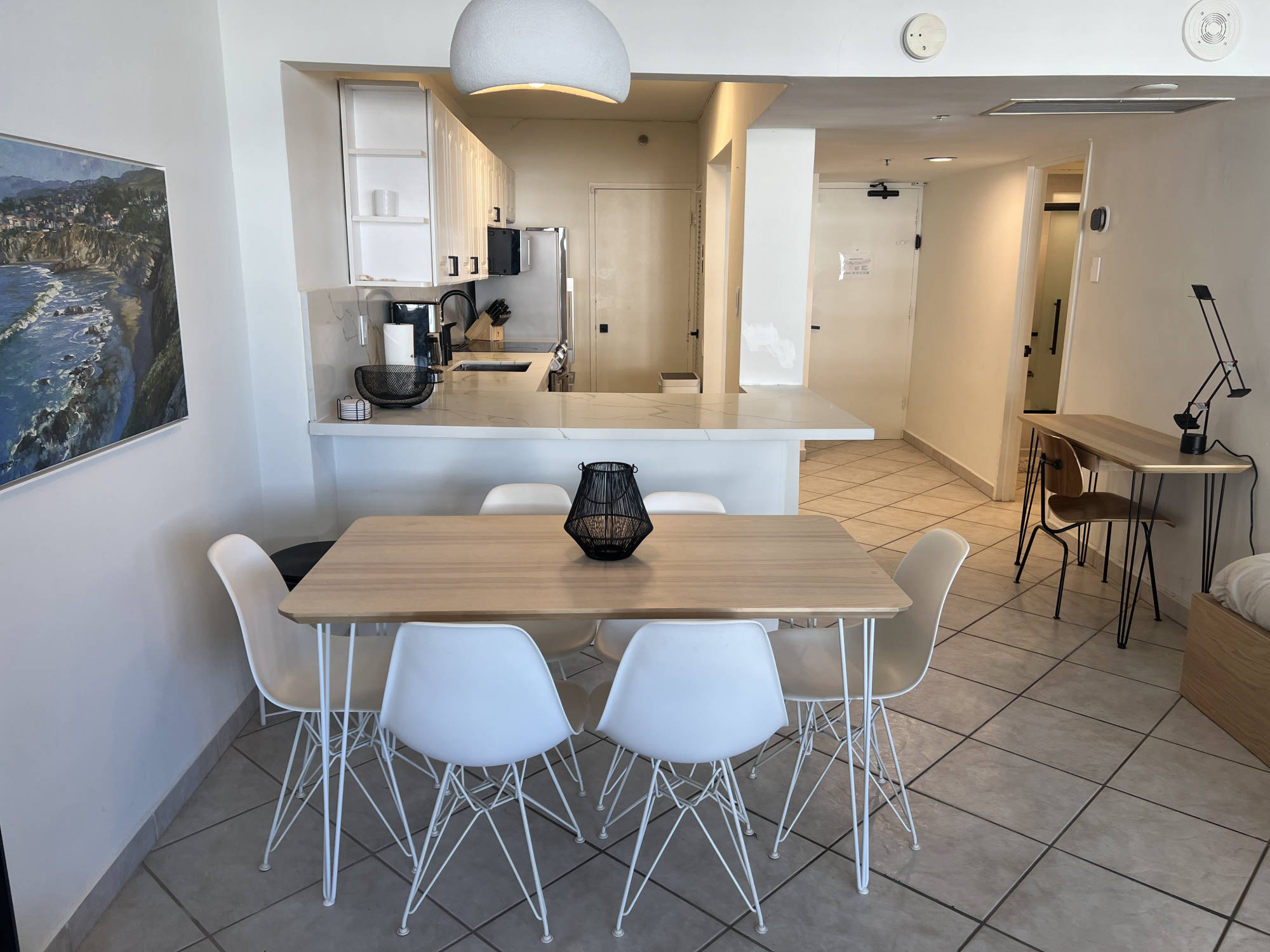 dining table and kitchen